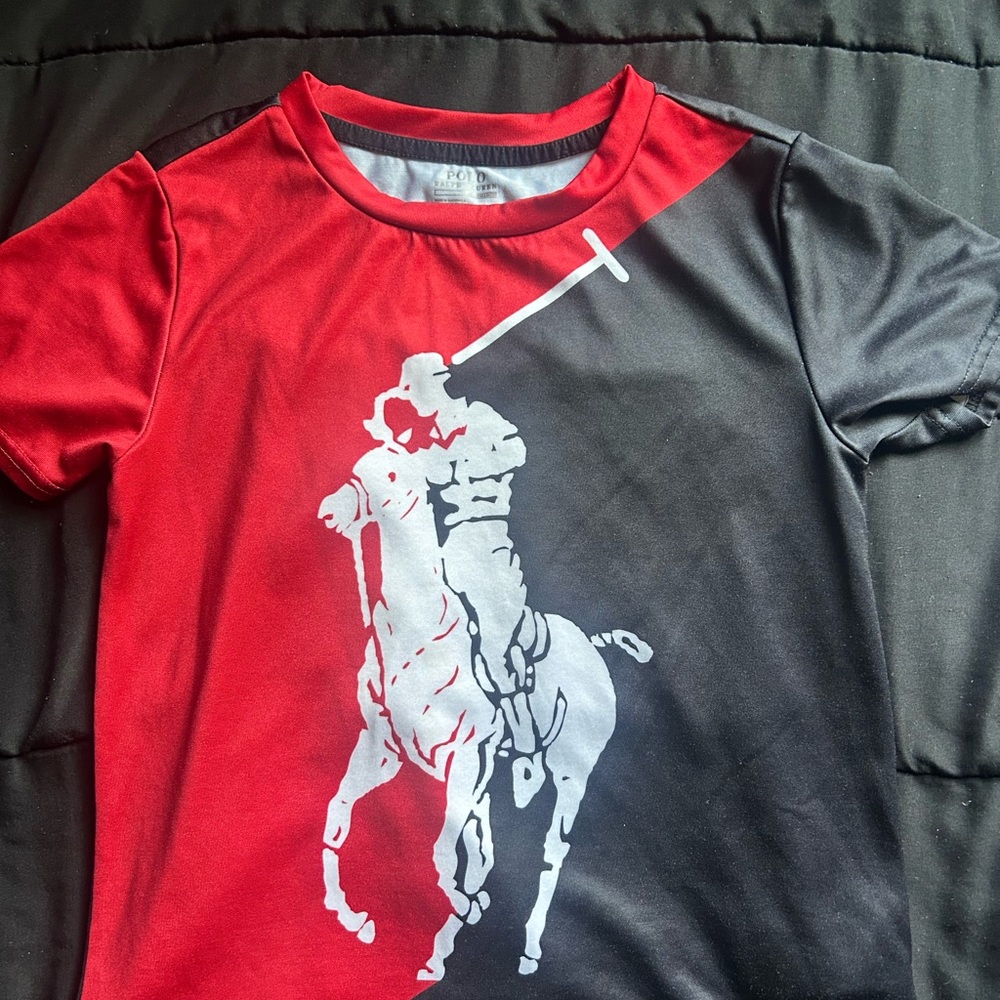 Kids Red and Black Polo Graphic T-Shirt